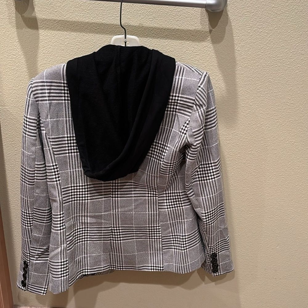 NWT Evereve woman's black and gray plaid zip up jacket blazer - Picture 8 of 10